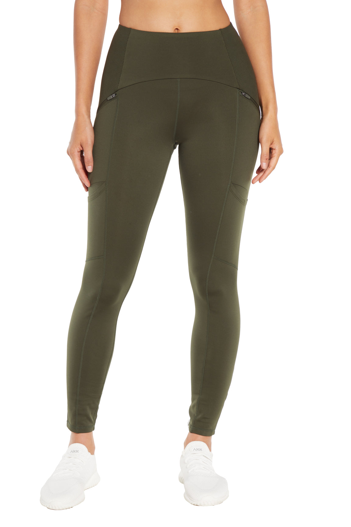 Jeanie Side Pocket Legging, alternate angle view, showing visible design features and texture of the stretch knit fabric..