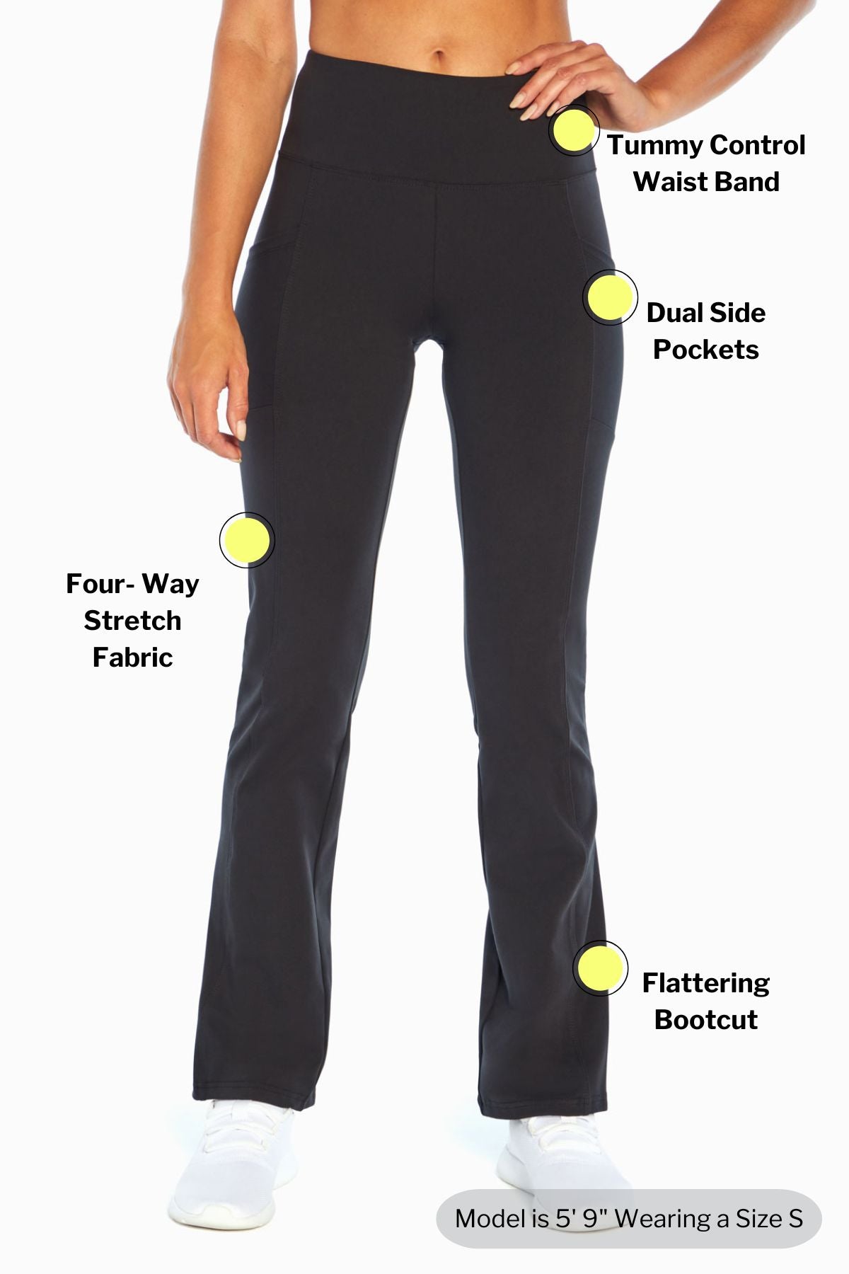 Eclipse Side Pocket Tummy Control Yoga Pant, side view showing pocket placement, showing visible design features and texture of the durable stretch..