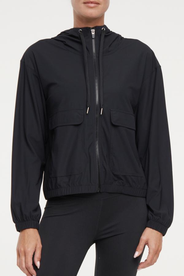 Nori Jacket, alternate angle view, showing visible design features and texture of the smooth woven fabric..