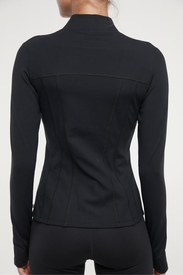 Kate Jacket, alternate angle view, showing visible design features and texture of the smooth woven fabric..