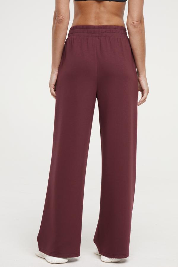 Sage Wide Leg Pant, close-up view of fabric and stitching, showing visible design features and texture of the durable stretch fabric..