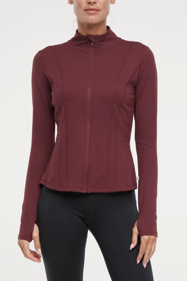 Kate Jacket, alternate angle view, showing visible design features and texture of the smooth woven fabric..