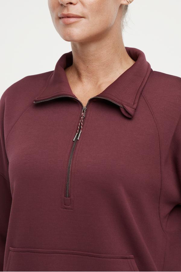 Sage 1/2 Zip, alternate angle view, showing visible design features and texture of the soft knit fabric..