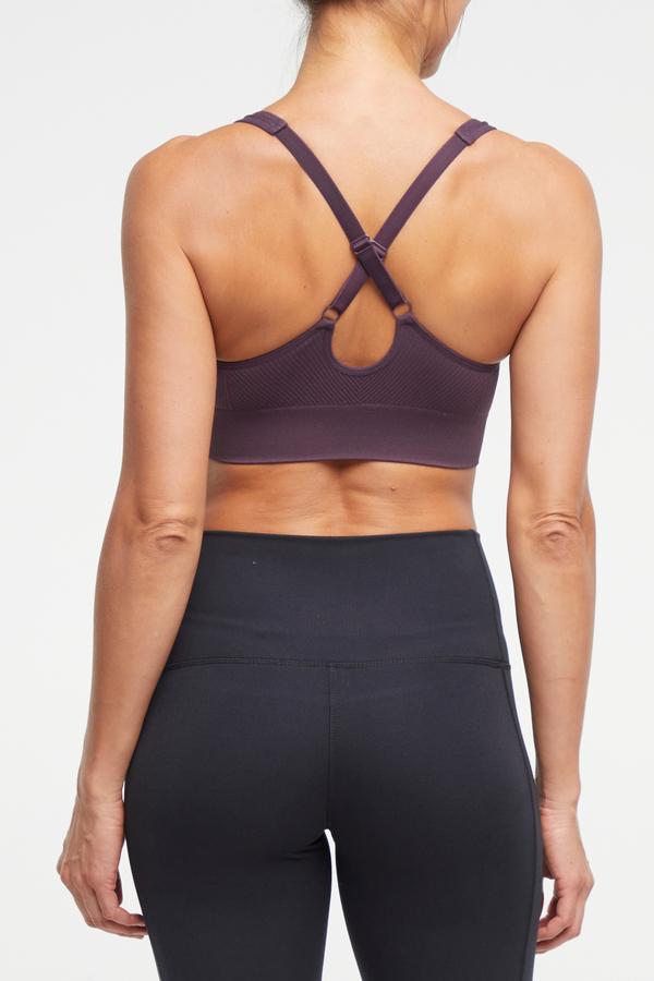 Addie Seamless Sports Bra, alternate angle view, showing visible design features and texture of the soft knit fabric..