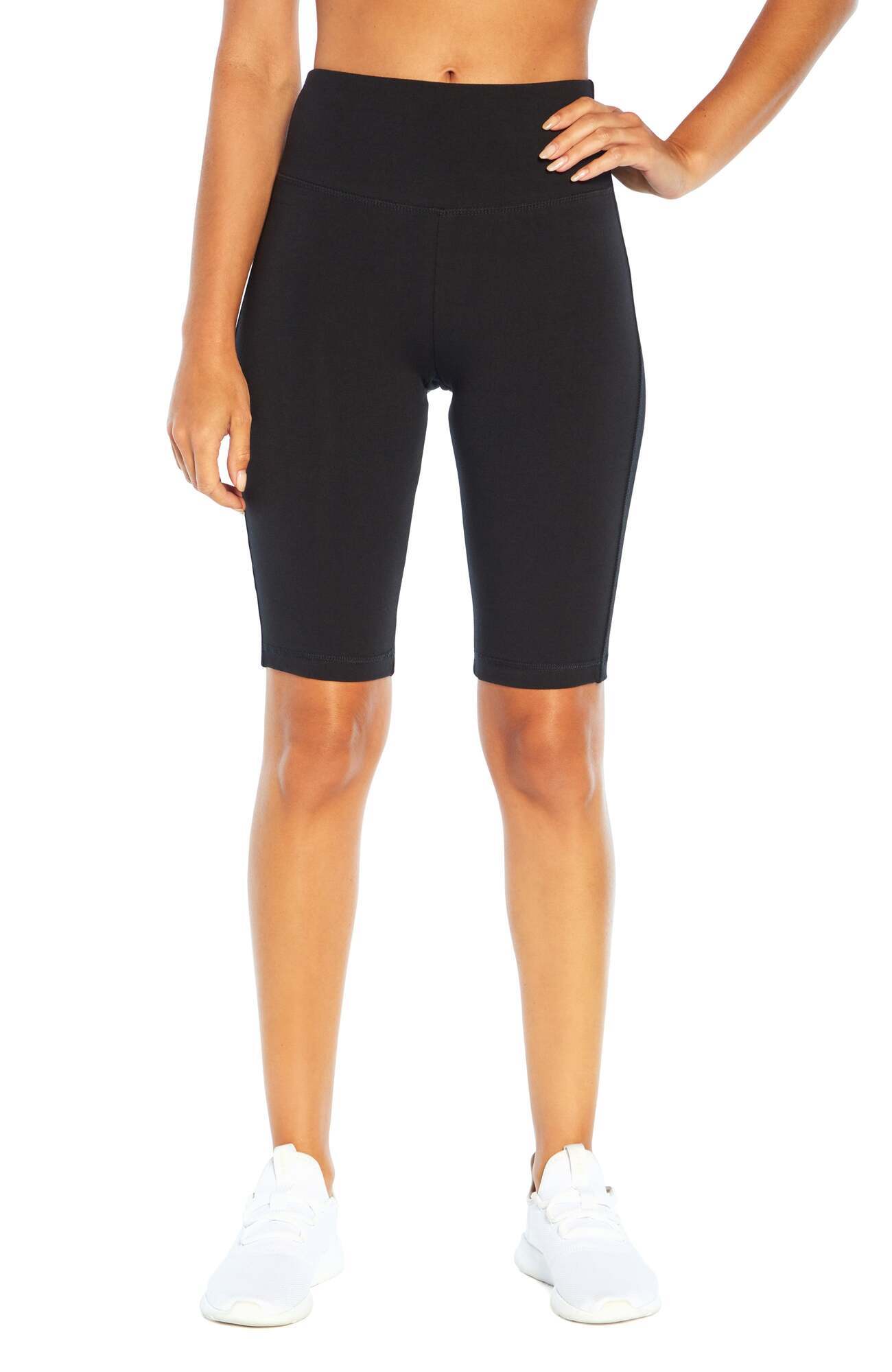 Becca Tummy Control Bermuda Shorts, alternate angle view, showing visible design features and texture of the soft knit fabric..