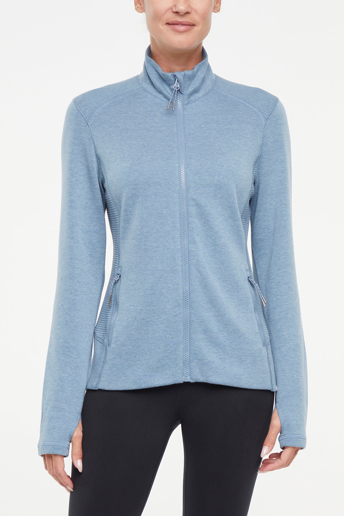 Journey Full Zip Jacket, alternate angle view, showing visible design features and texture of the smooth woven fabric..