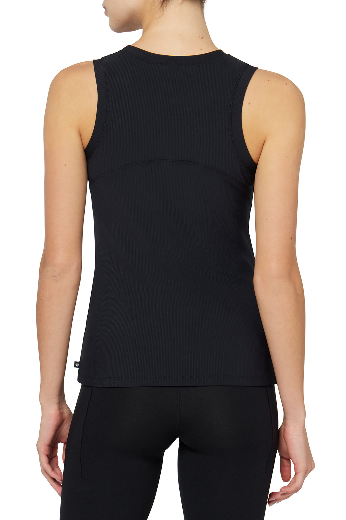Janie Rib Tank, alternate angle view, showing visible design features and texture of the soft knit fabric..