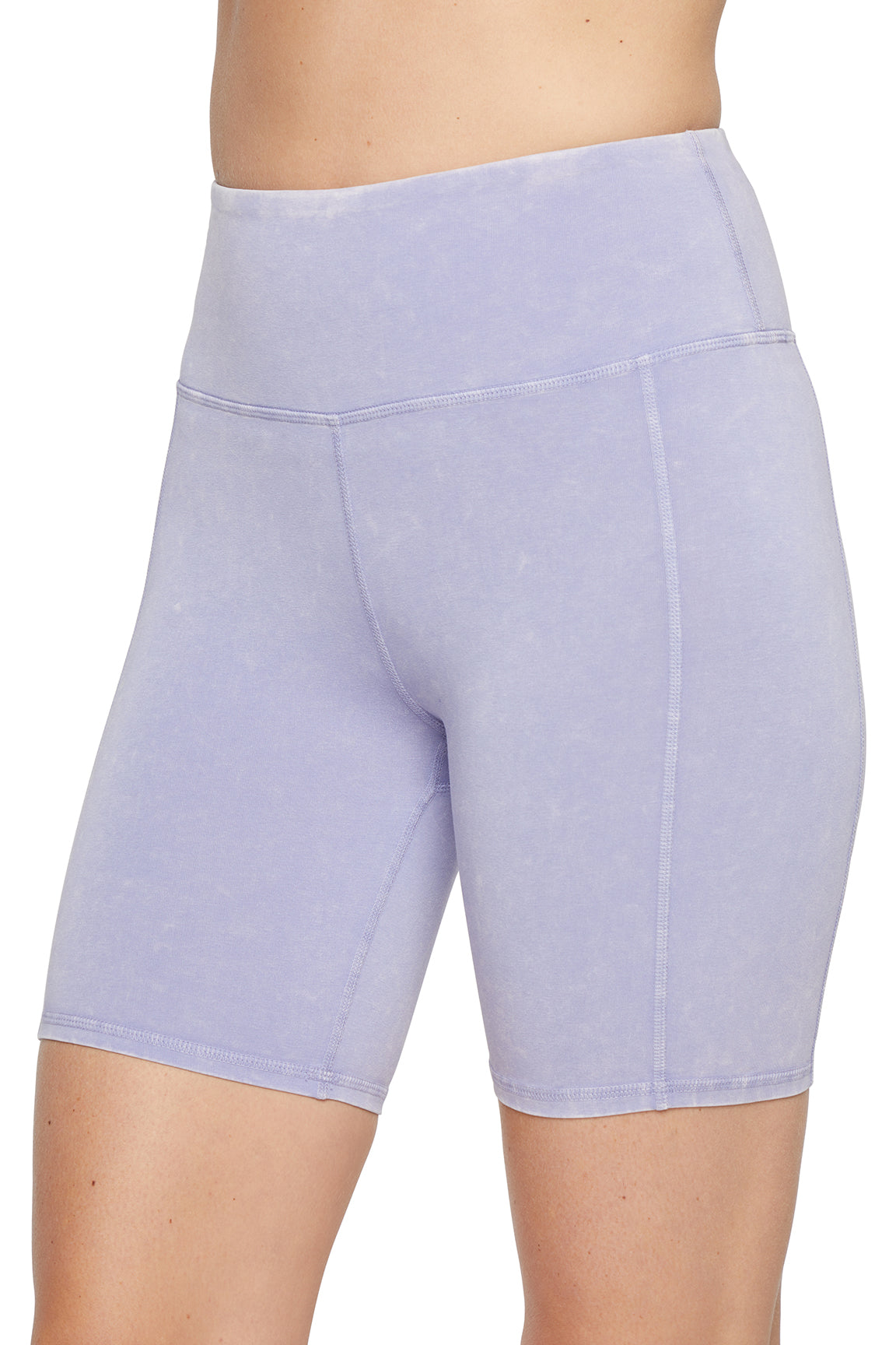 Cora Bermuda, close-up view of fabric and stitching, showing visible design features and texture of the soft knit fabric..