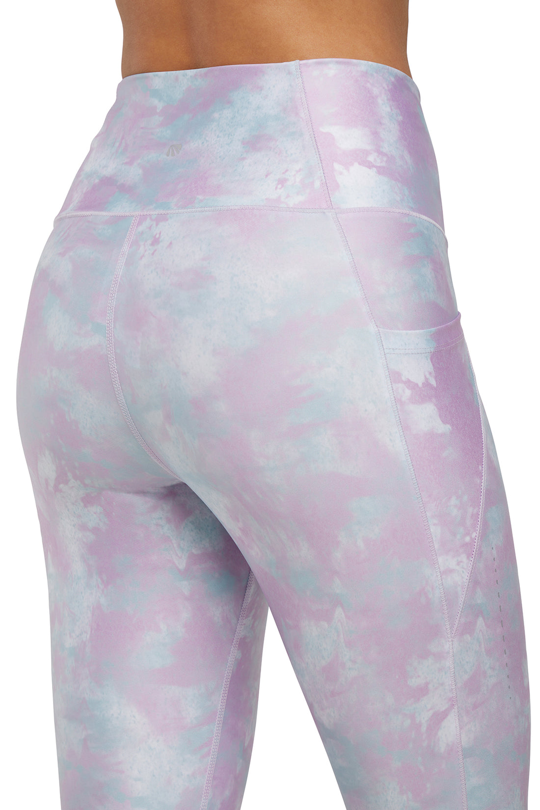 Jenny Side Pocket Mid Calf Capri - White Hazy Glow, side view showing pocket placement, showing visible design features and texture of the soft knit..