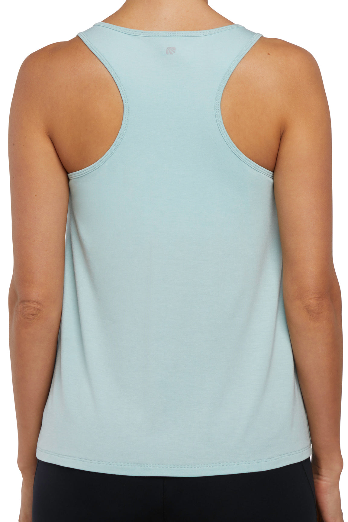 Anaya 2-Layer Tank, alternate angle view, showing visible design features and texture of the soft knit fabric..