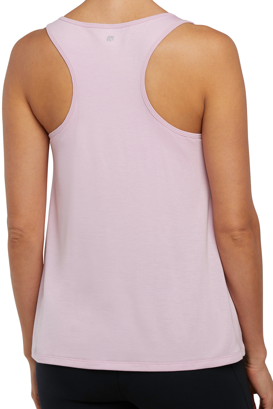 Anaya 2-Layer Tank, alternate angle view, showing visible design features and texture of the soft knit fabric..