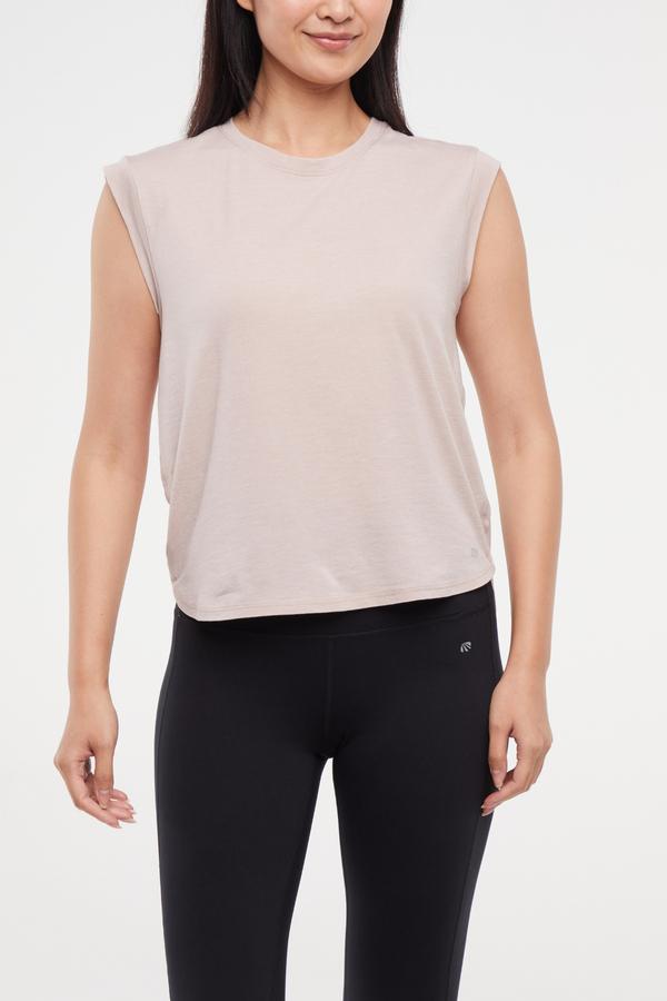 Leona Short Sleeve Top, alternate angle view, showing visible design features and texture of the soft knit fabric..
