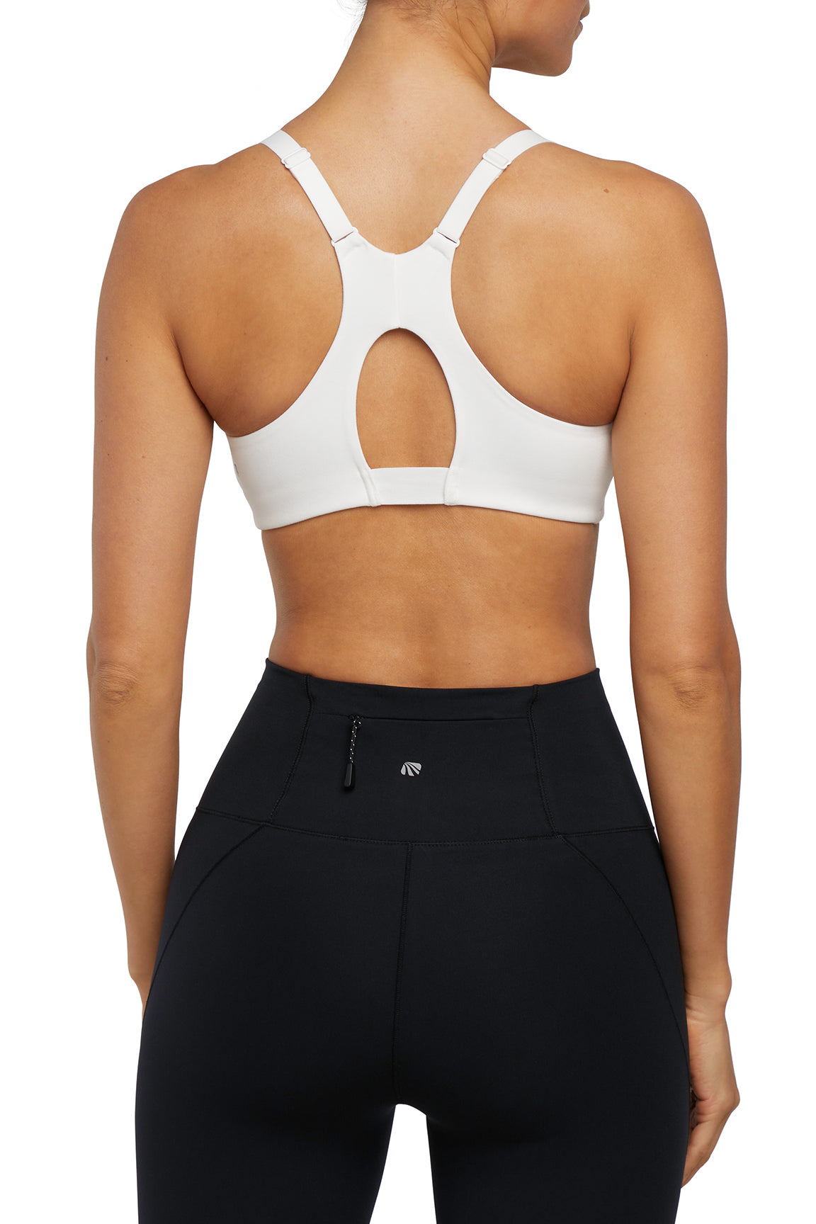 Allie Sports Bra, alternate angle view, showing visible design features and texture of the soft knit fabric..