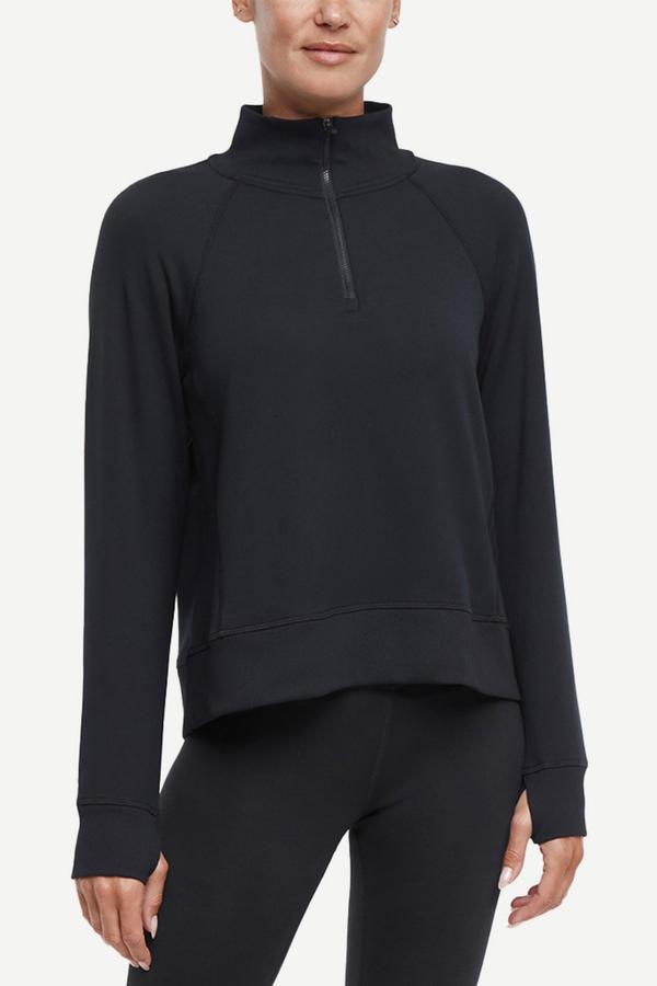 Mia 1/4 Zip Pullover, alternate angle view, showing visible design features and texture of the soft knit fabric..