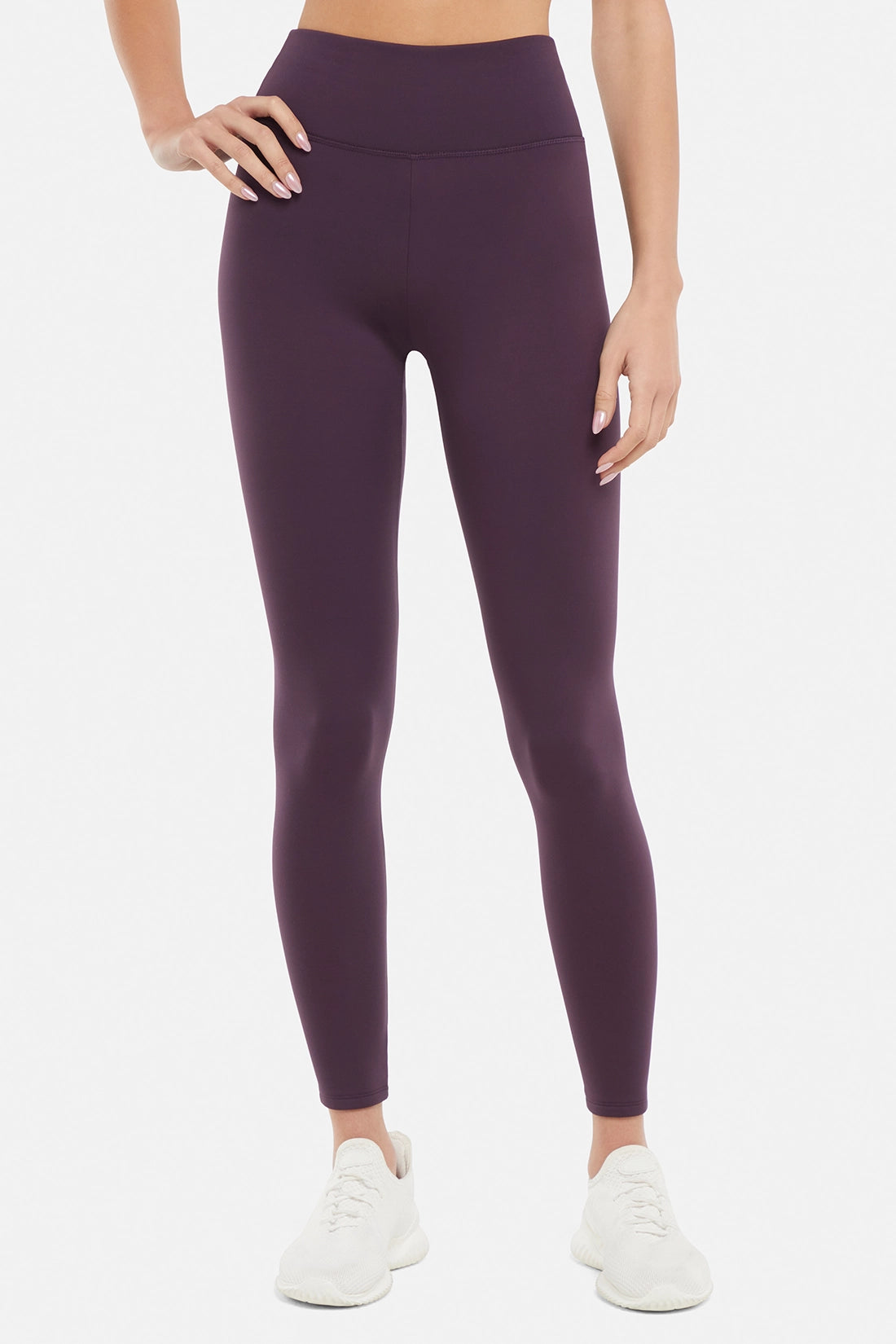 Audrie Legging, front view, showing visible design features and texture of the stretch knit fabric..
