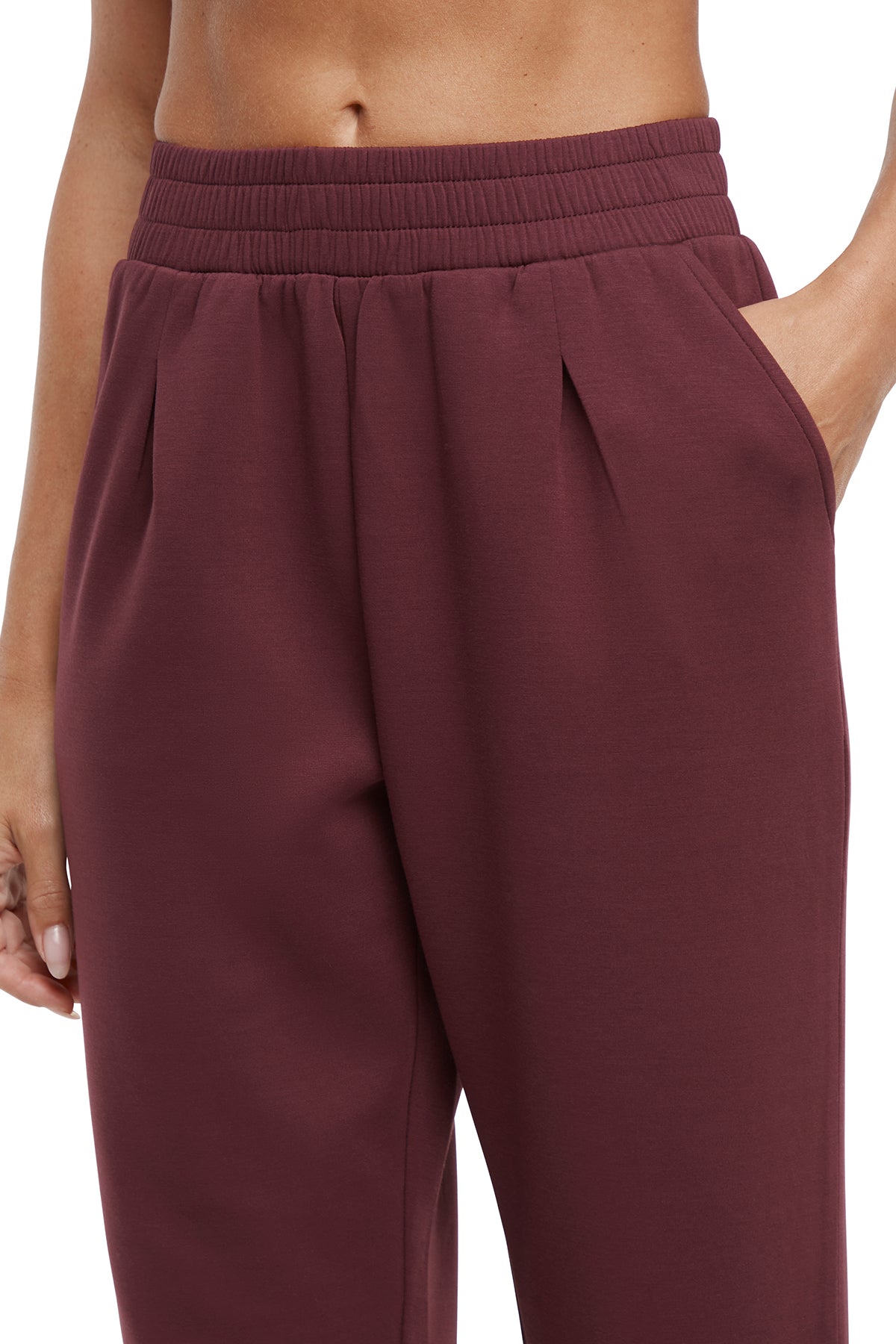 Sage Jogger, alternate angle view, showing visible design features and texture of the soft knit fabric..