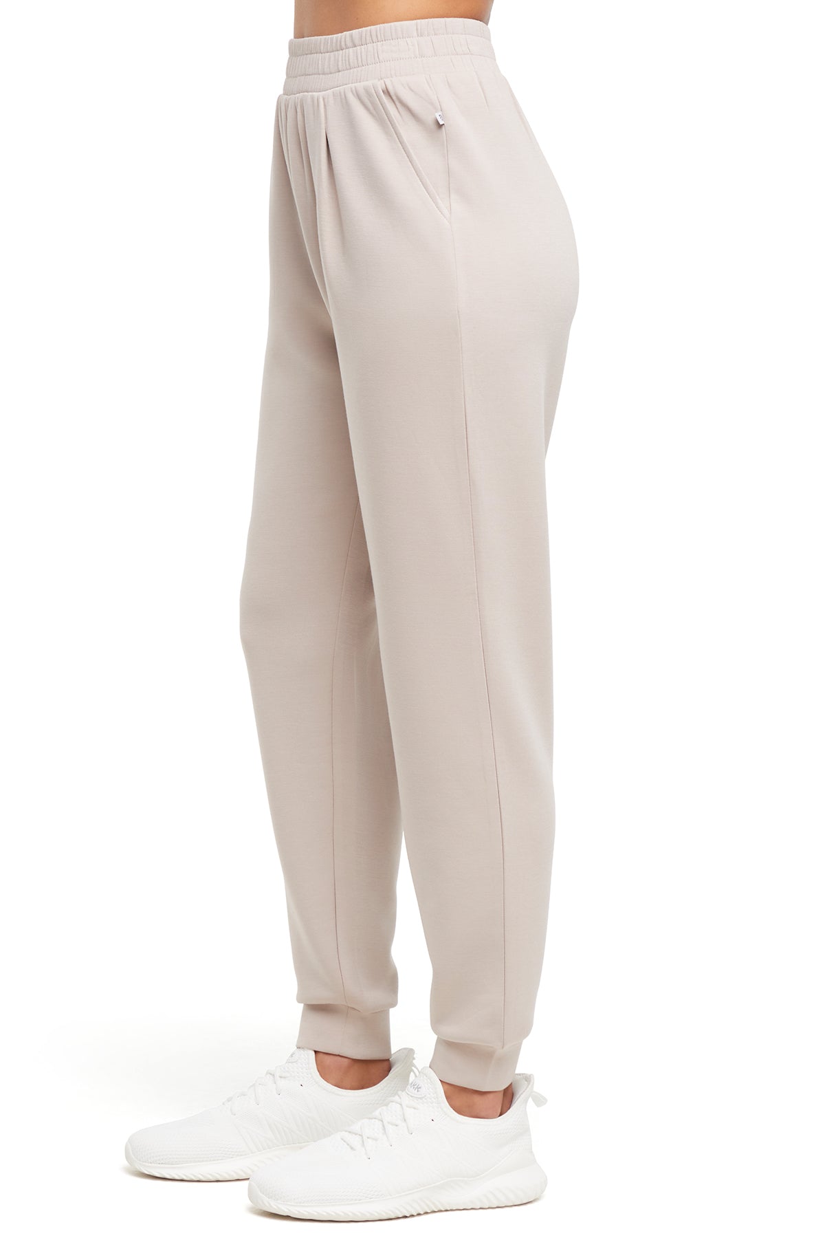 Sage Jogger, alternate angle view, showing visible design features and texture of the soft knit fabric..