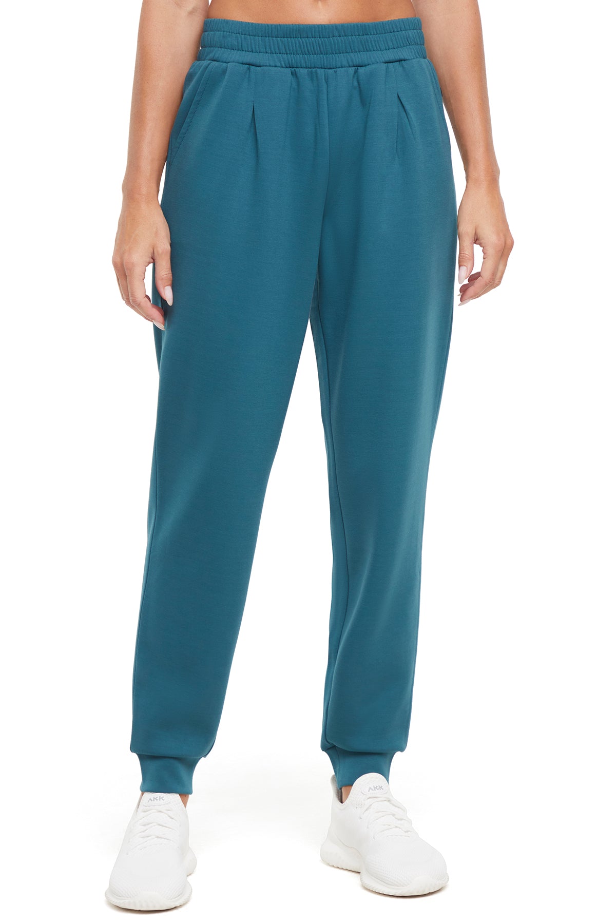 Sage Jogger, alternate angle view, showing visible design features and texture of the soft knit fabric..