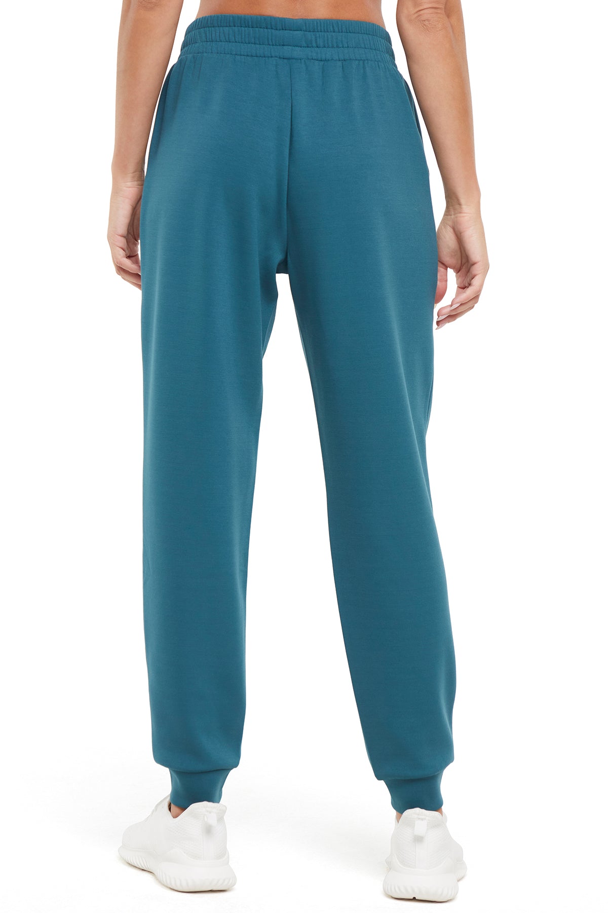 Sage Jogger, back view, showing visible design features and texture of the soft knit fabric..