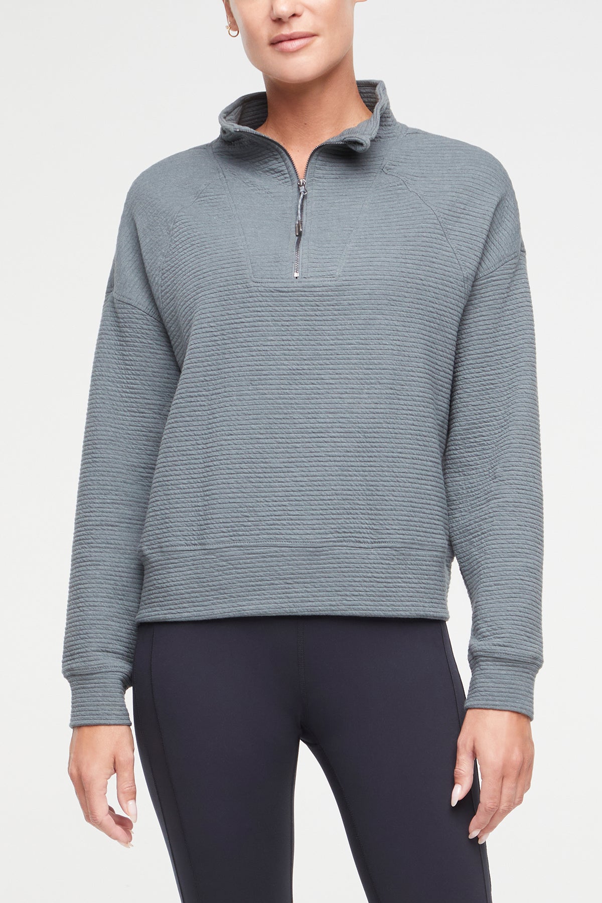Freyi Pullover, front view, showing visible design features and texture of the soft knit fabric..