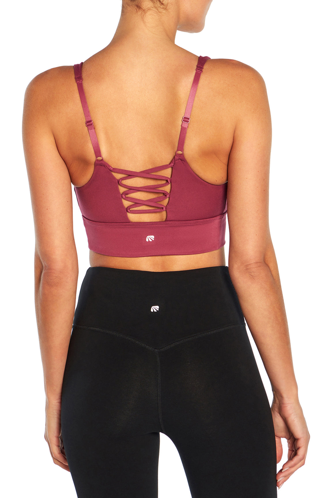 Alysha Sports Bra, close-up view of fabric and stitching, showing visible design features and texture of the soft knit fabric..
