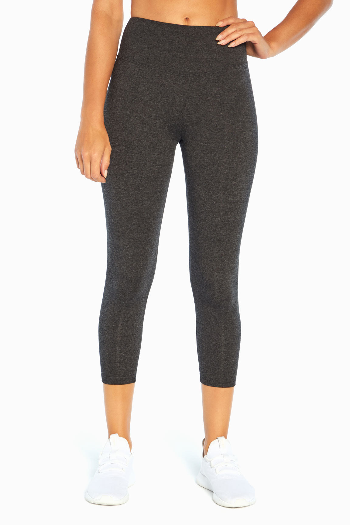 Carrie Tummy Control Mid Calf Capri, alternate angle view, showing visible design features and texture of the soft knit fabric..