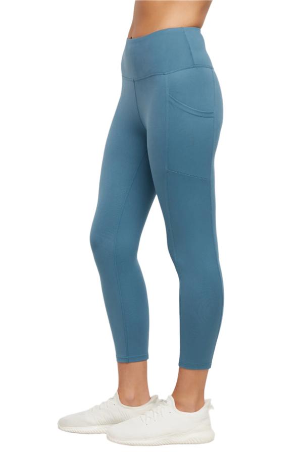 Drew Side Pocket Tummy Control Mid Calf Capri - Tapestry, alternate angle view, showing visible design features and texture of the soft knit fabric..