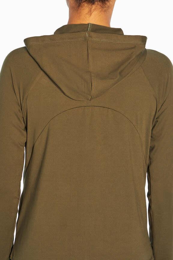 Mona Jacket, alternate angle view, showing visible design features and texture of the smooth woven fabric..