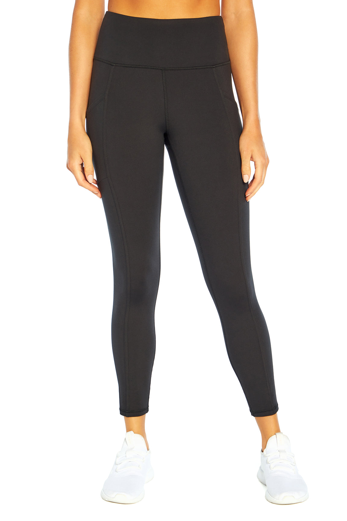 Eclipse Side Pocket Tummy Control Ankle Legging, alternate angle view, showing visible design features and texture of the stretch knit fabric..