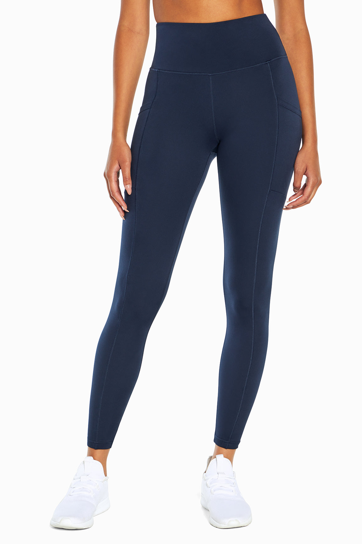 Talia Side Pocket Tummy Control Legging, alternate angle view, showing visible design features and texture of the stretch knit fabric..