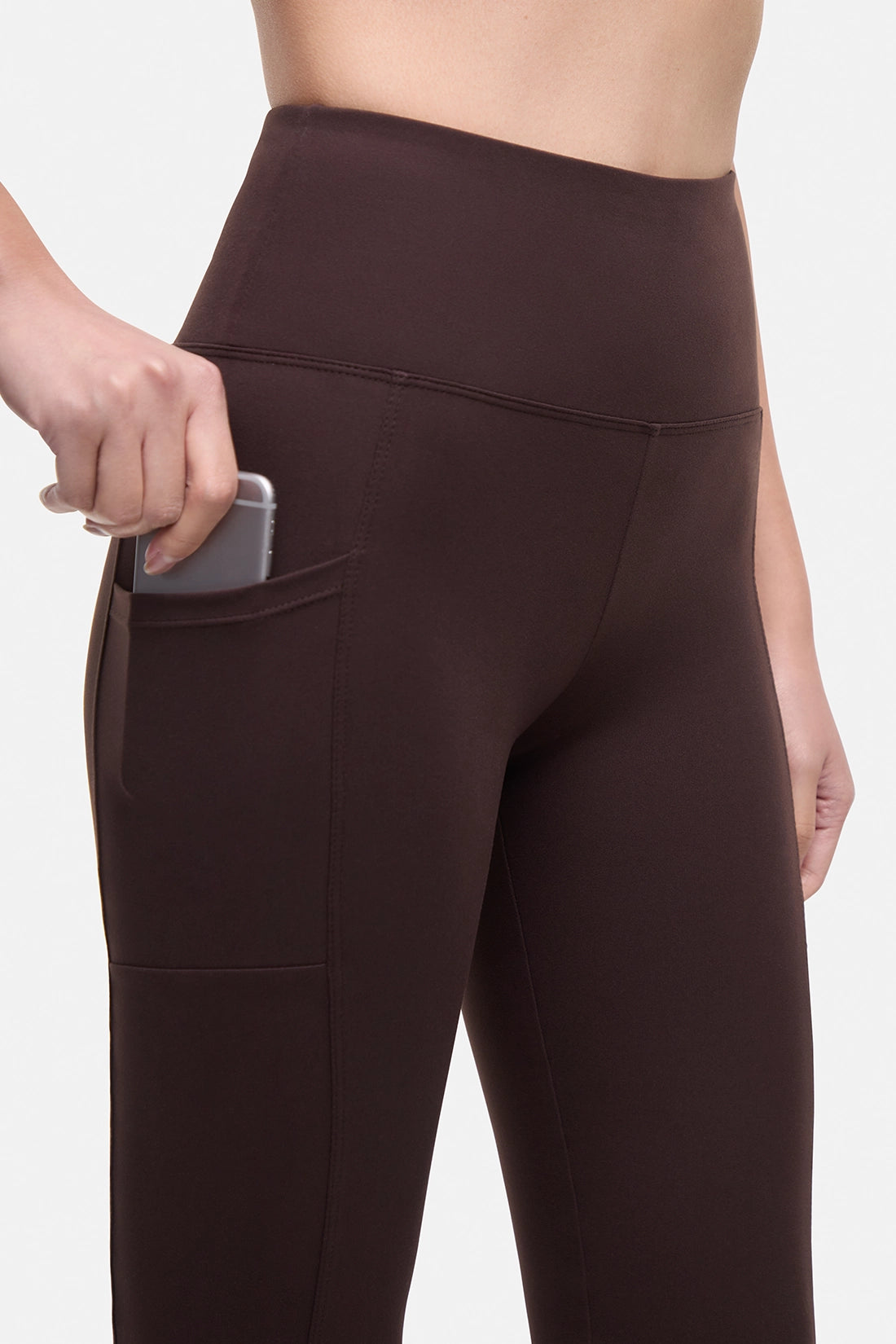 Eclipse Side Pocket Tummy Control Yoga Pant - Black Coffee
