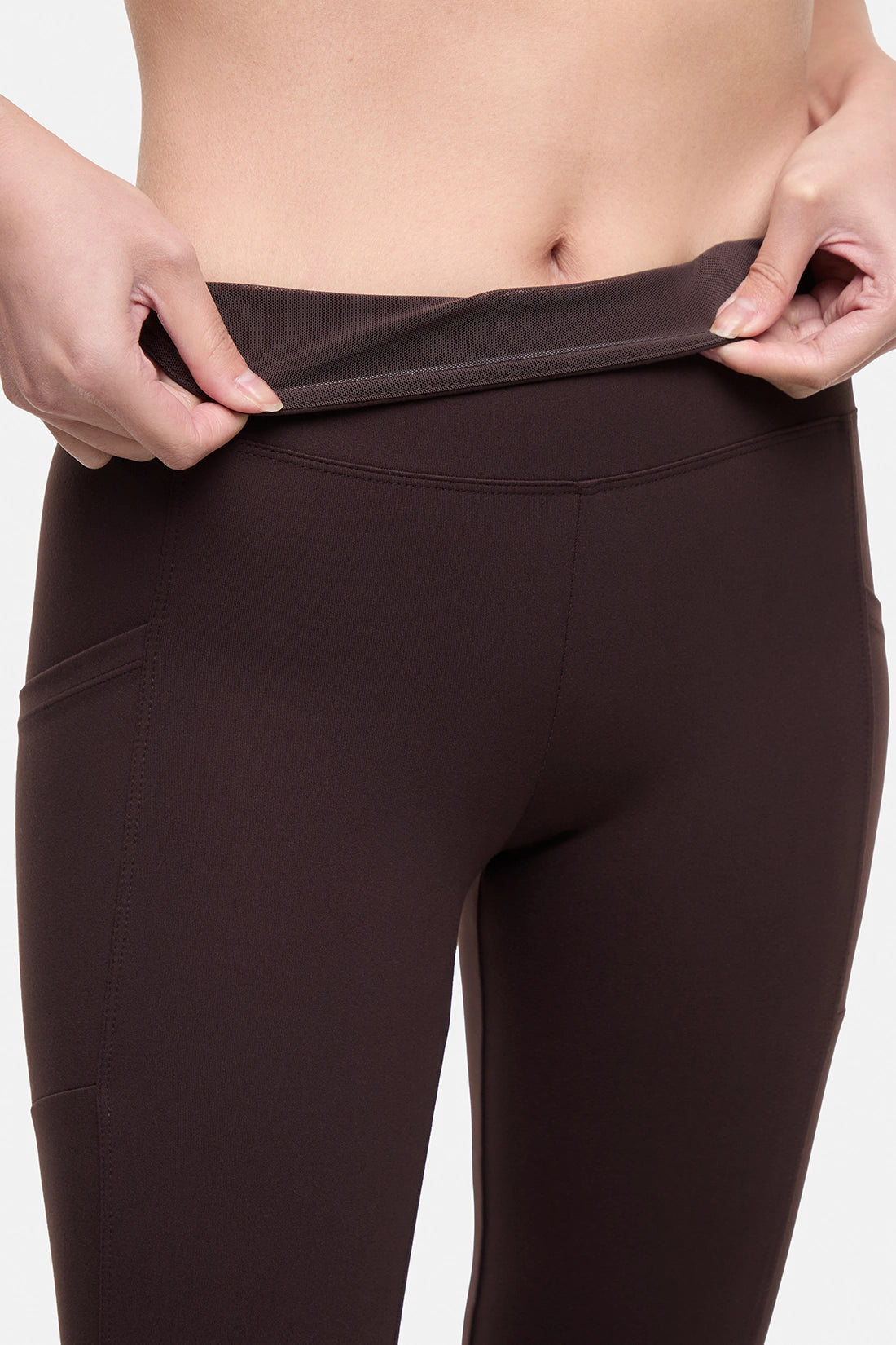 Eclipse Side Pocket Tummy Control Yoga Pant - Black Coffee