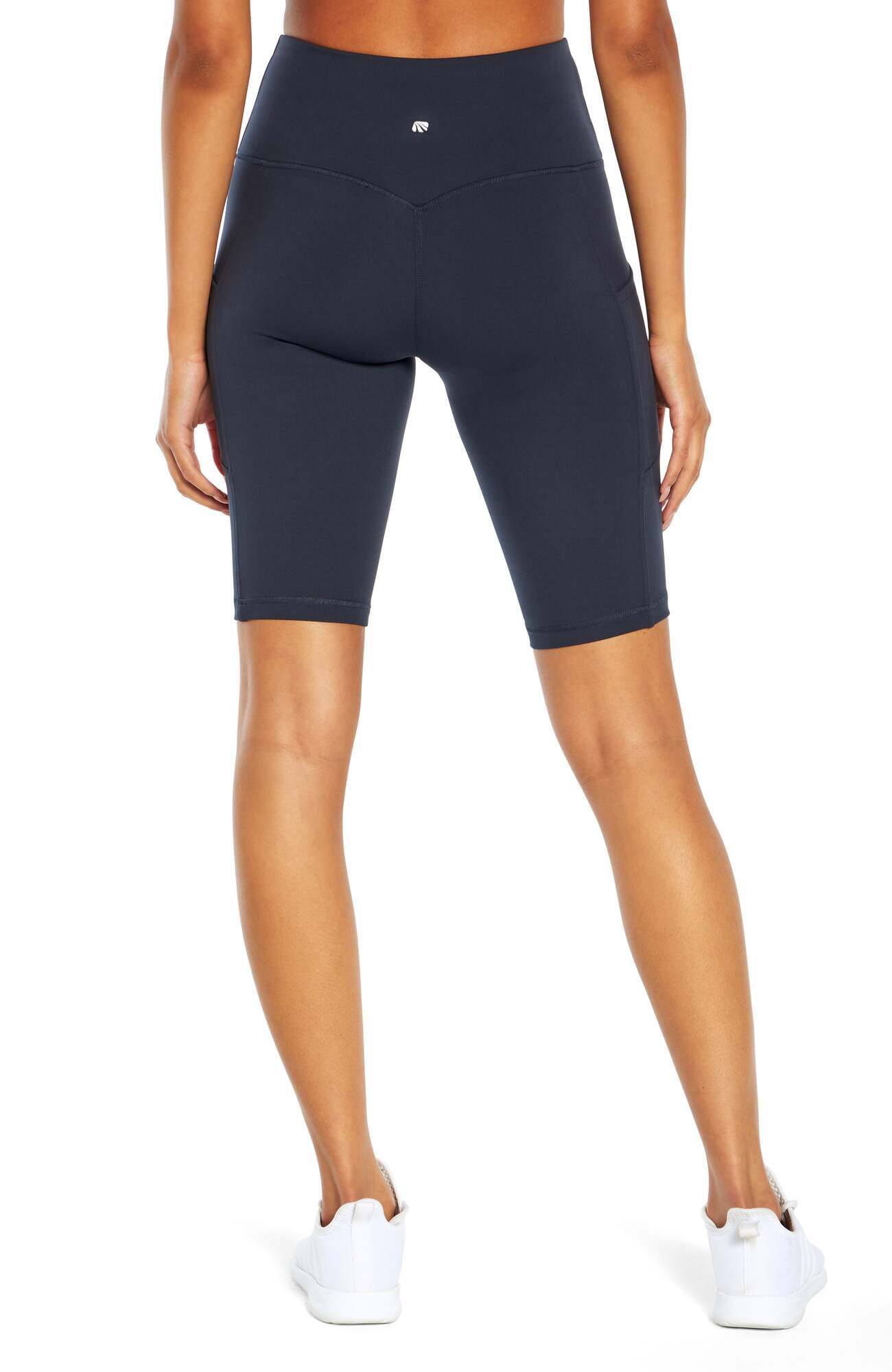 Olivia Side Pocket Tummy Control Bermuda Shorts, alternate angle view, showing visible design features and texture of the soft knit fabric..