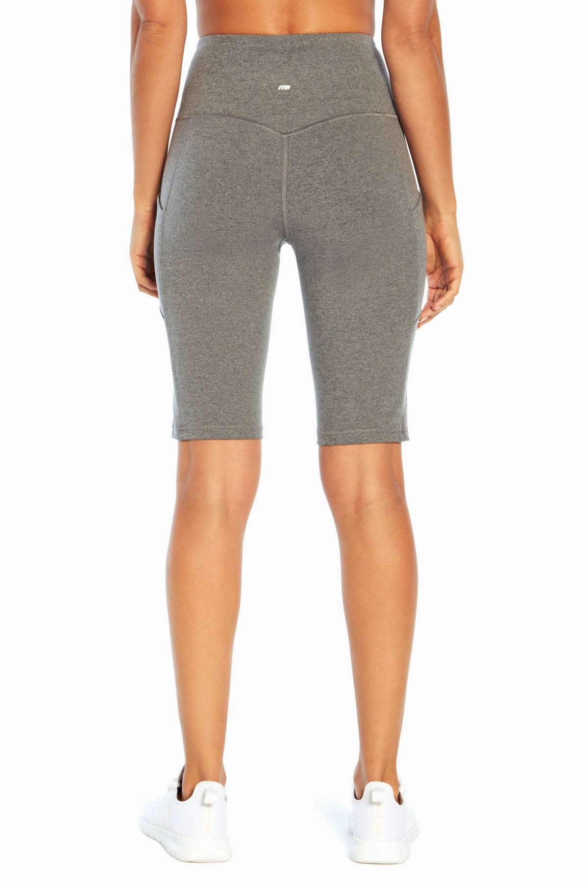 Olivia Side Pocket Tummy Control Bermuda Shorts, alternate angle view, showing visible design features and texture of the soft knit fabric..