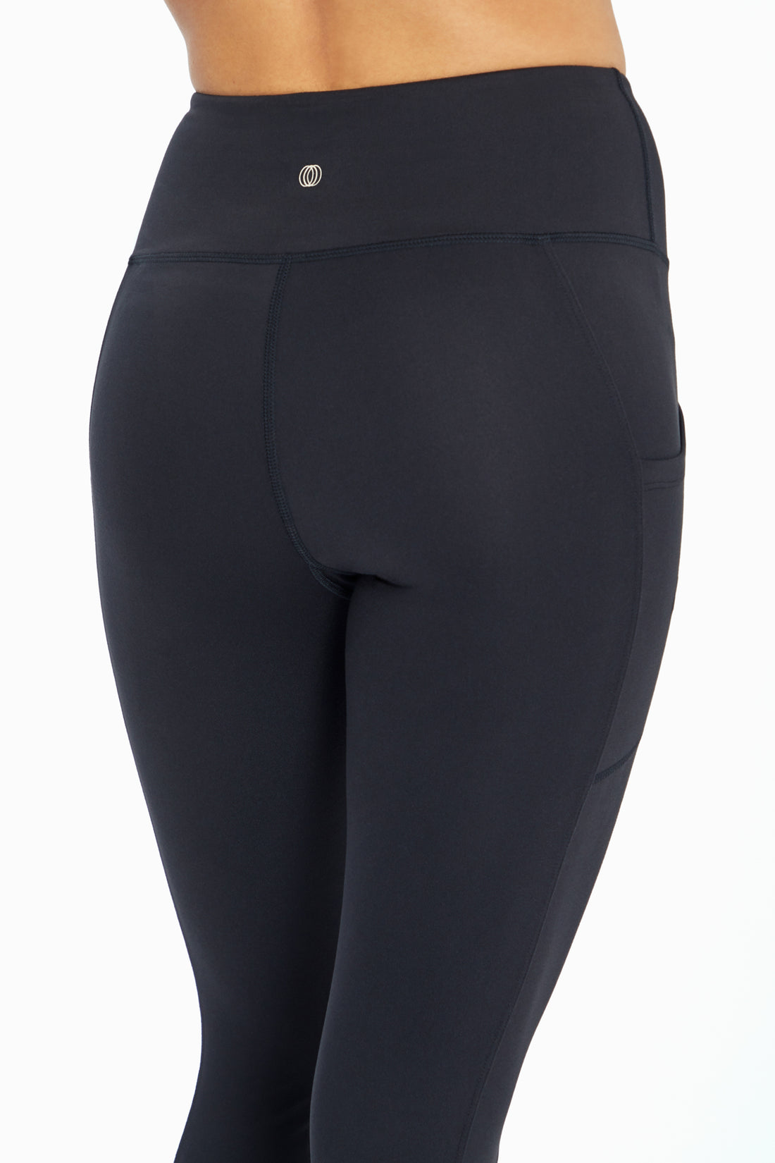 Balance Collection Eclipse Side Pocket Ankle Legging, side view showing pocket placement, showing visible design features and texture of the stretch..