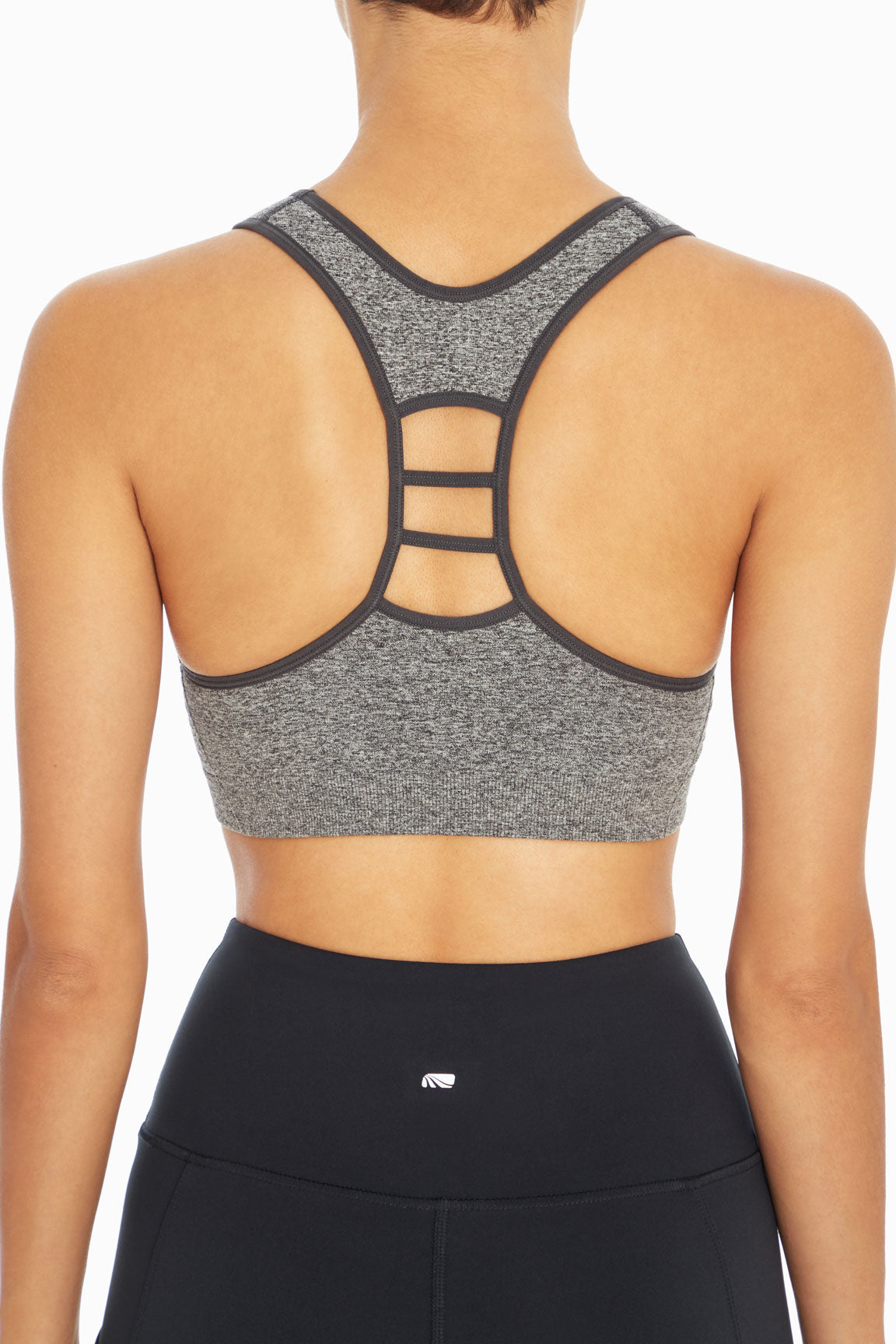Haley Seamless Sports Bra, alternate angle view, showing visible design features and texture of the soft knit fabric..