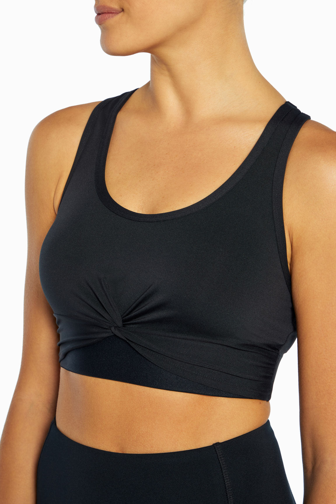 Phillip Sports Bra, alternate angle view, showing visible design features and texture of the soft knit fabric..