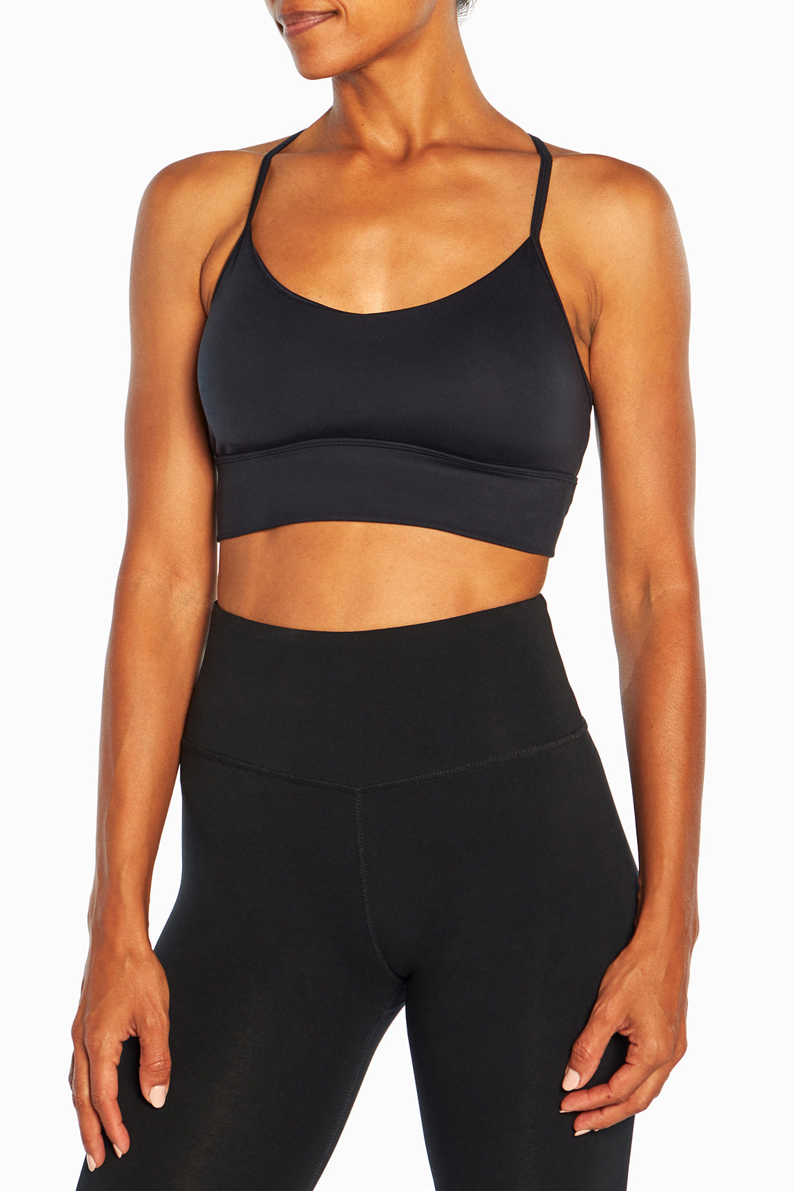 Alli Sports Bra, alternate angle view, showing visible design features and texture of the soft knit fabric..