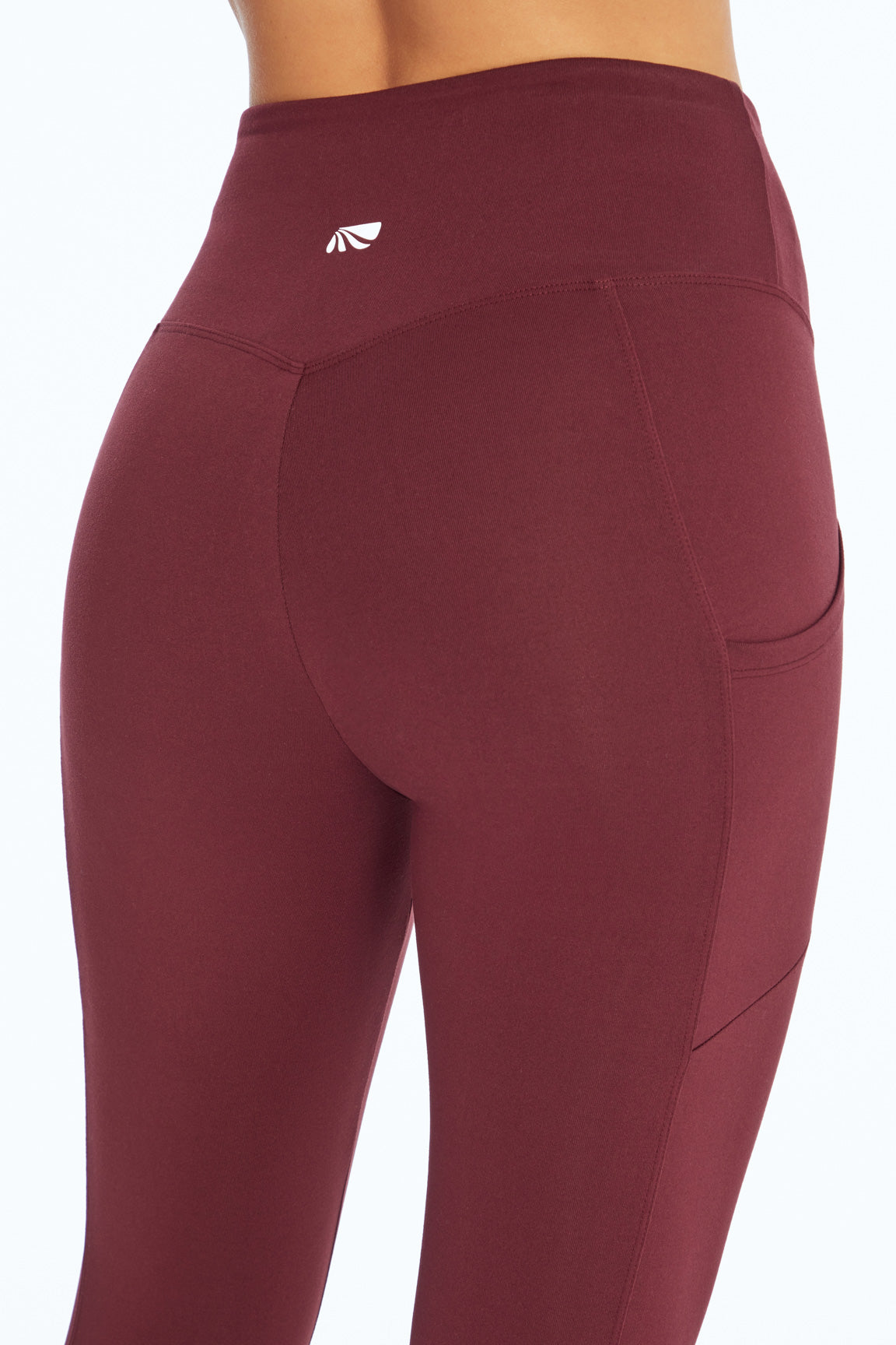 Drew Side Pocket Tummy Control Mid Calf Capri, alternate angle view, showing visible design features and texture of the soft knit fabric..