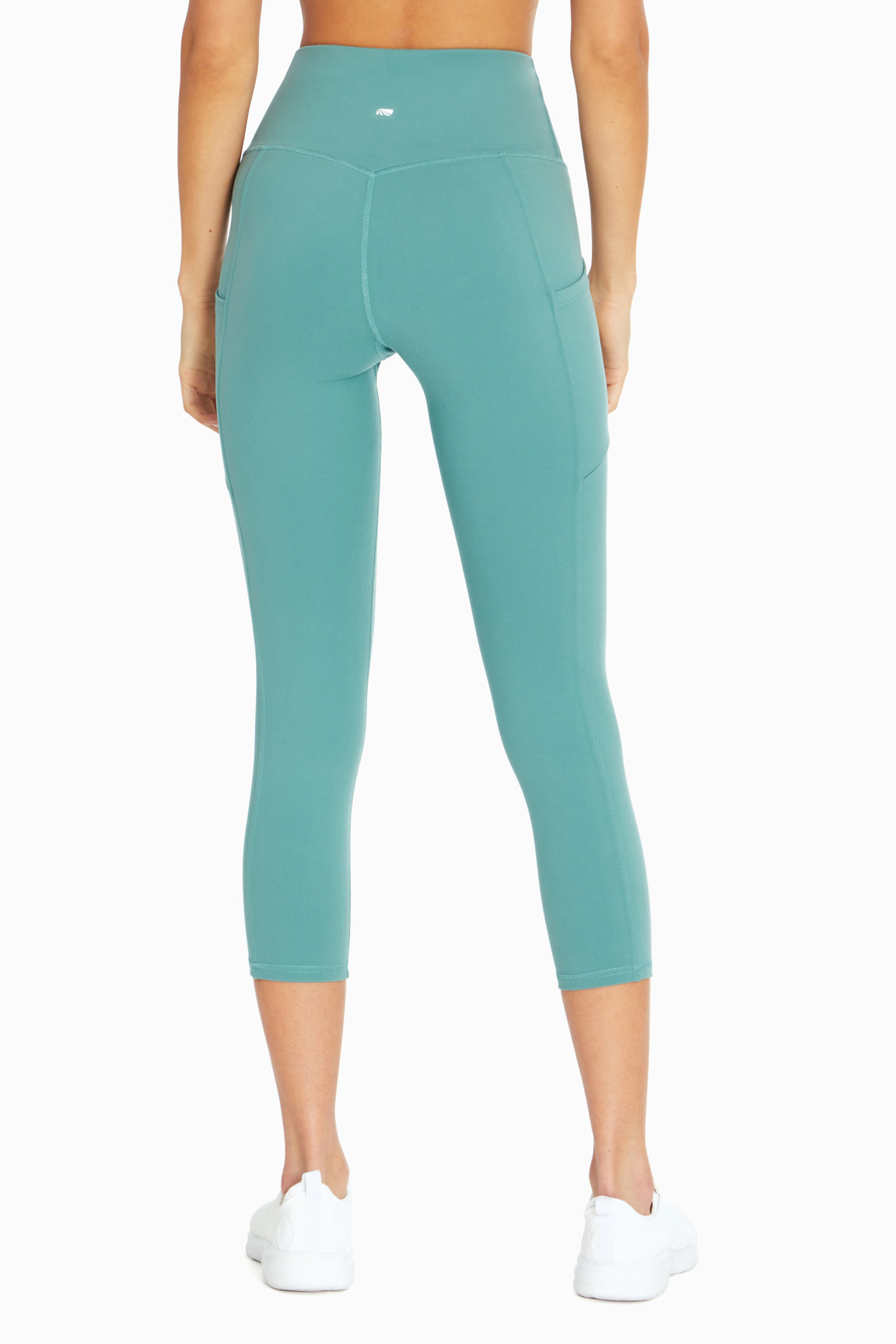 Drew Side Pocket Tummy Control Mid Calf Capri, alternate angle view, showing visible design features and texture of the soft knit fabric..