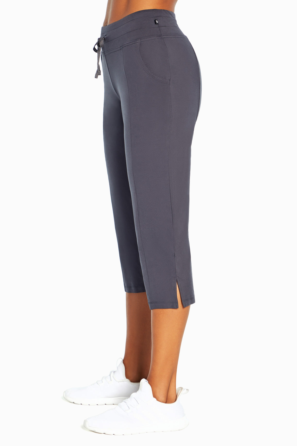 Mona Capri, alternate angle view, showing visible design features and texture of the soft knit fabric..