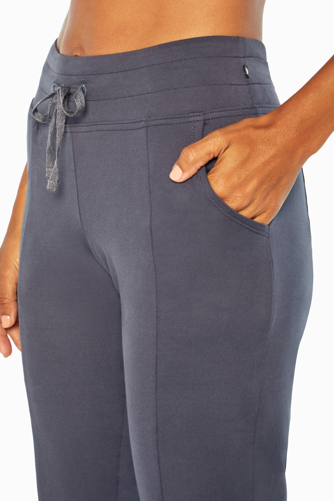 Mona Capri, alternate angle view, showing visible design features and texture of the soft knit fabric..