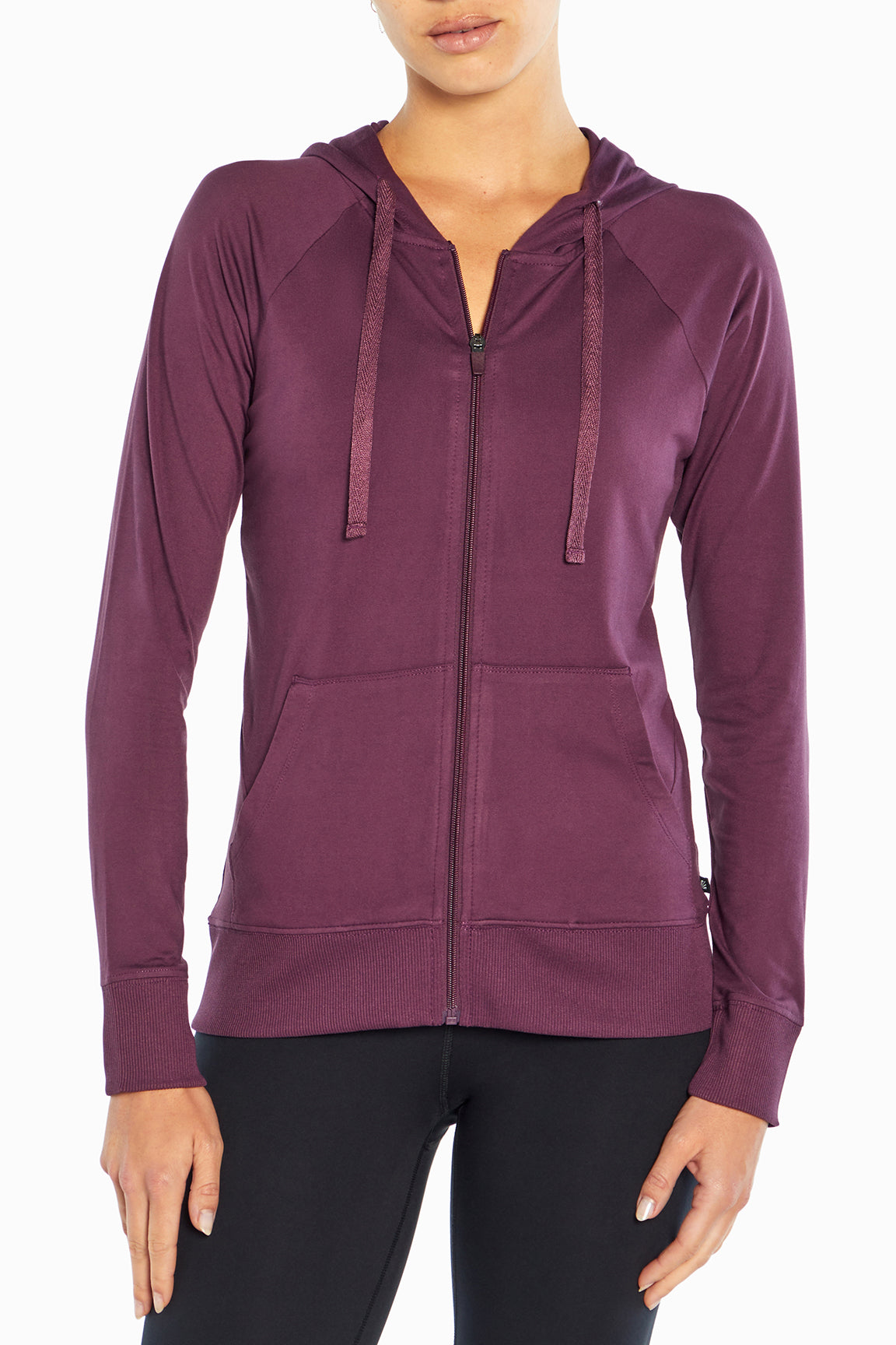 Mona Jacket, alternate angle view, showing visible design features and texture of the smooth woven fabric..