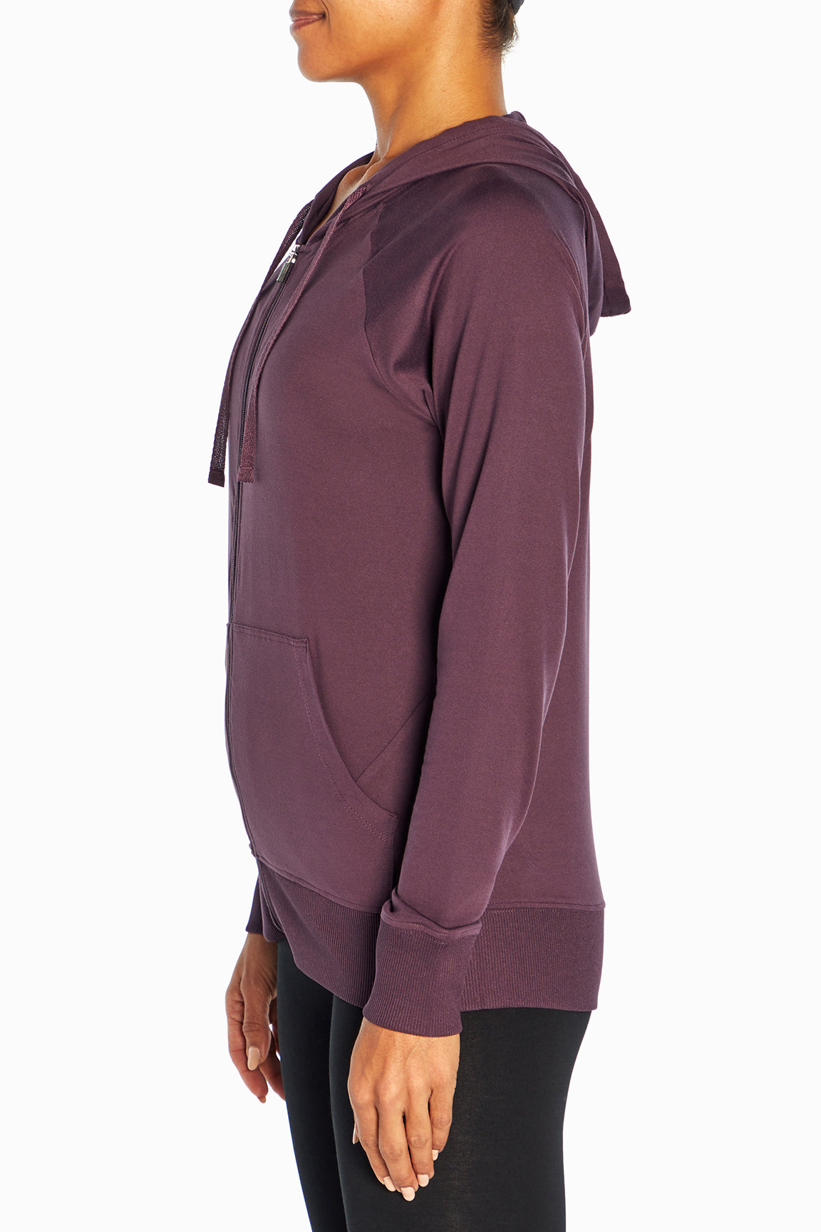 Mona Jacket, alternate angle view, showing visible design features and texture of the smooth woven fabric..