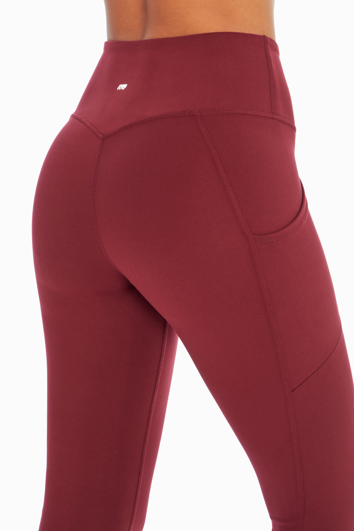 Cameron Side Pocket Tummy Control Legging, alternate angle view, showing visible design features and texture of the stretch knit fabric..