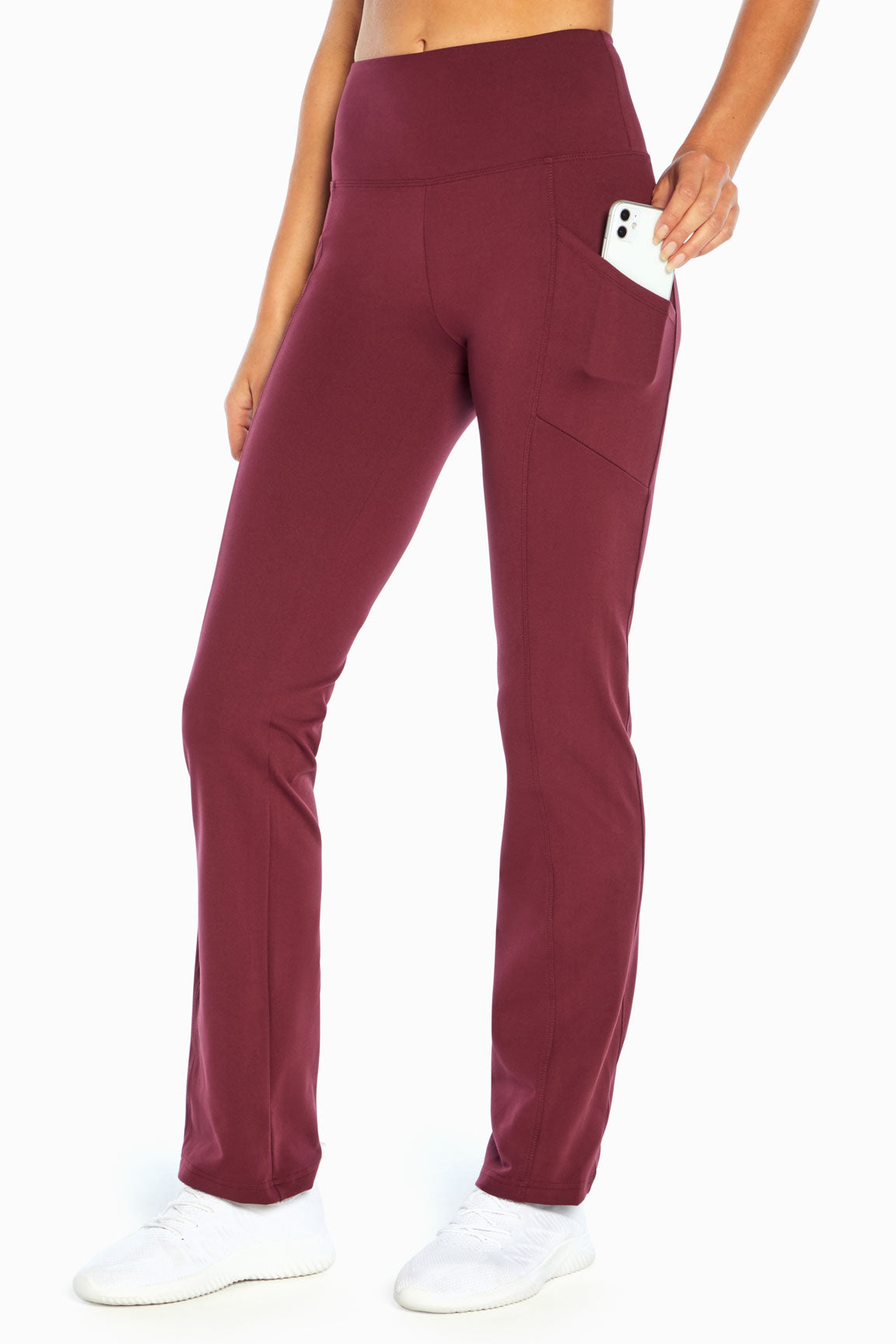 Eclipse Side Pocket Tummy Control Yoga Pant, alternate angle view, showing visible design features and texture of the durable stretch fabric..