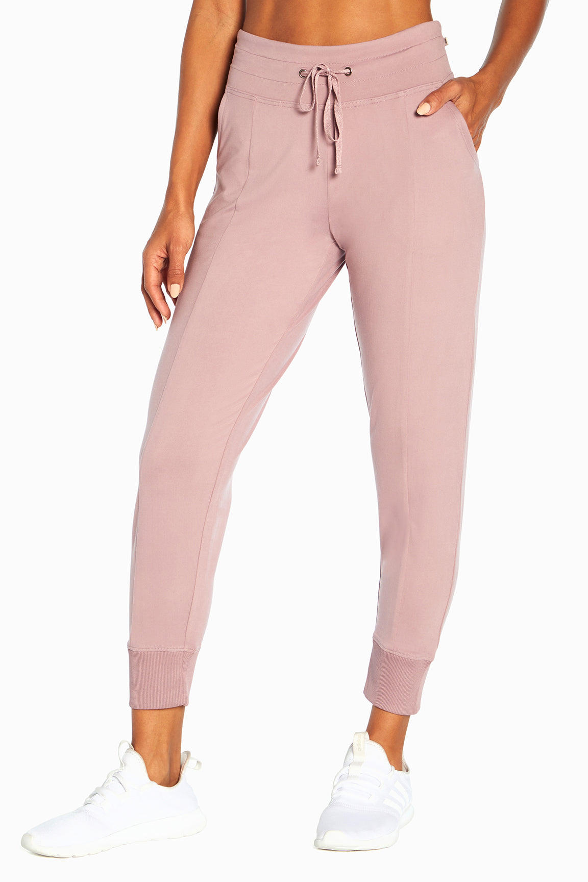 Mona Jogger, alternate angle view, showing visible design features and texture of the soft knit fabric..