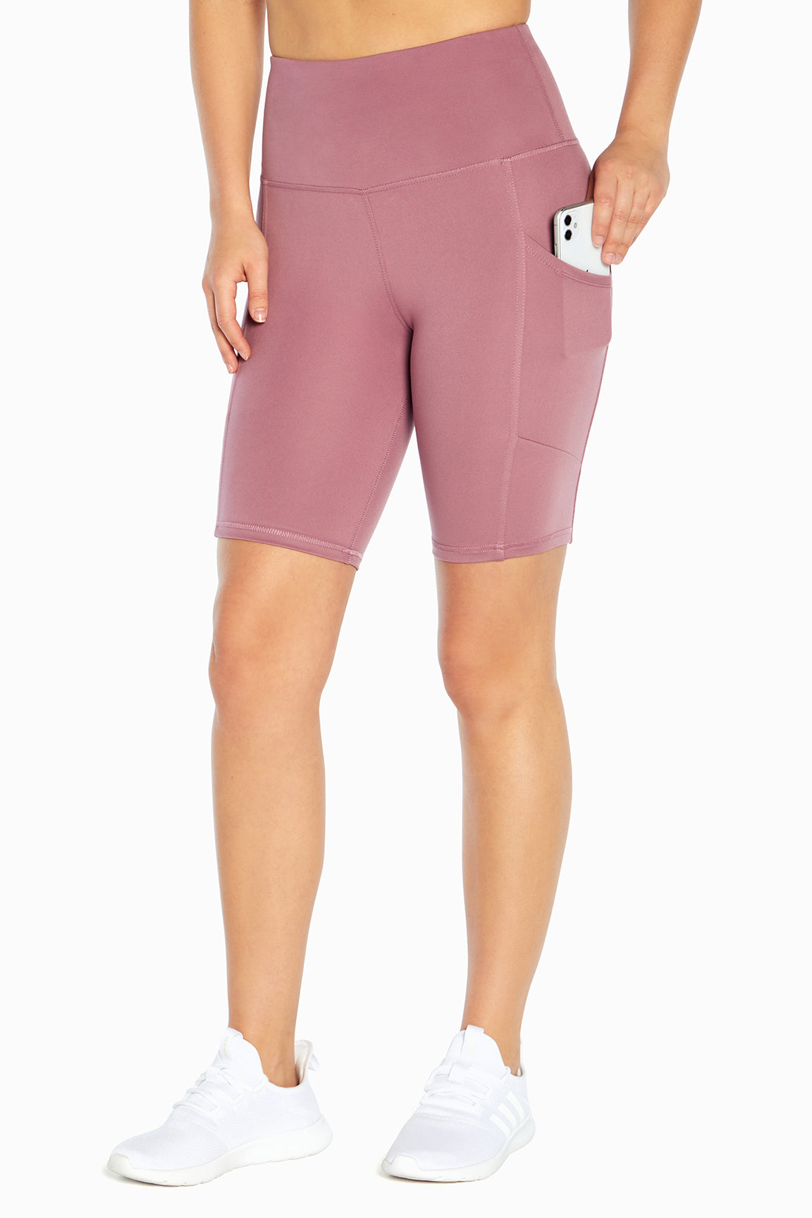 Brenda Side Pocket Tummy Control Bermuda, alternate angle view, showing visible design features and texture of the soft knit fabric..