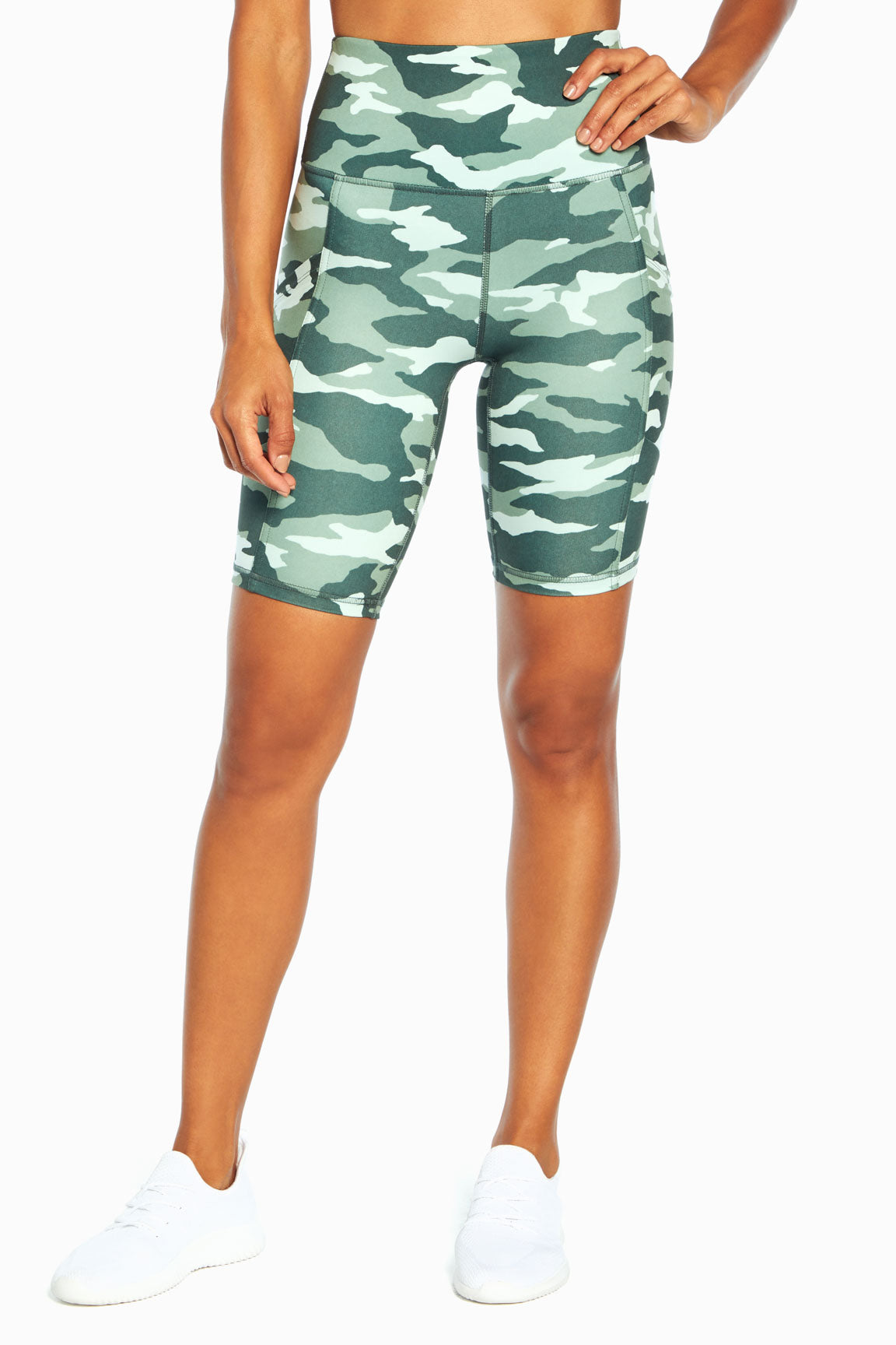 Brenda Side Pocket Tummy Control Bermuda, alternate angle view, showing visible design features and texture of the soft knit fabric..