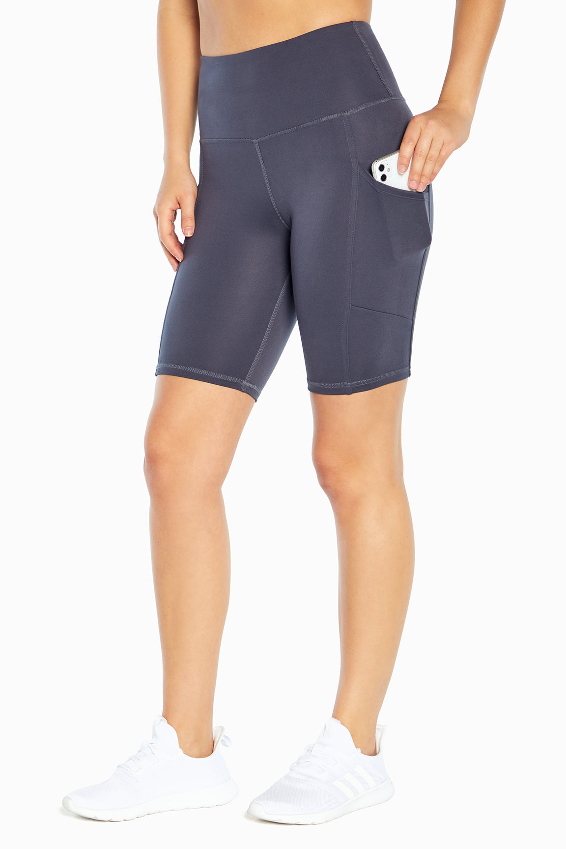 Brenda Side Pocket Tummy Control Bermuda, alternate angle view, showing visible design features and texture of the soft knit fabric..